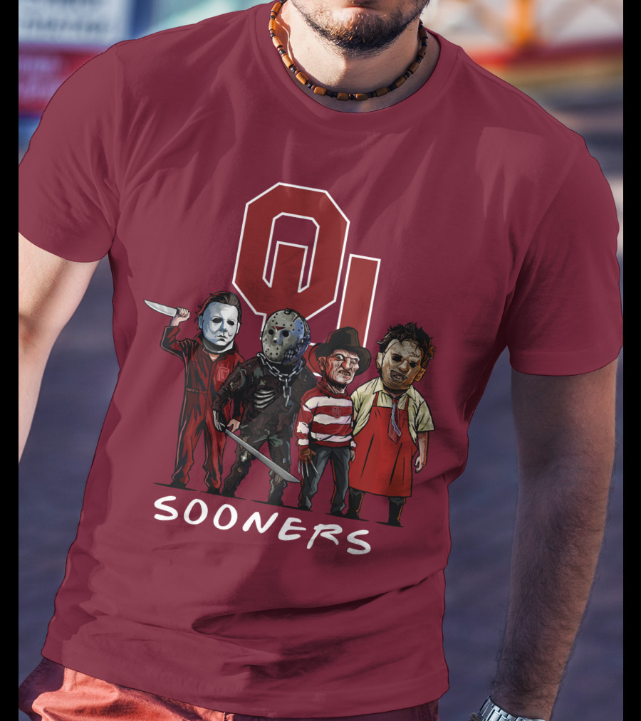 Oklahoma Sooners Halloween Slasher Squad Horror Icons T-Shirt
