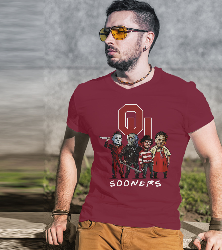 Oklahoma Sooners Halloween Slasher Squad Horror Icons T-Shirt