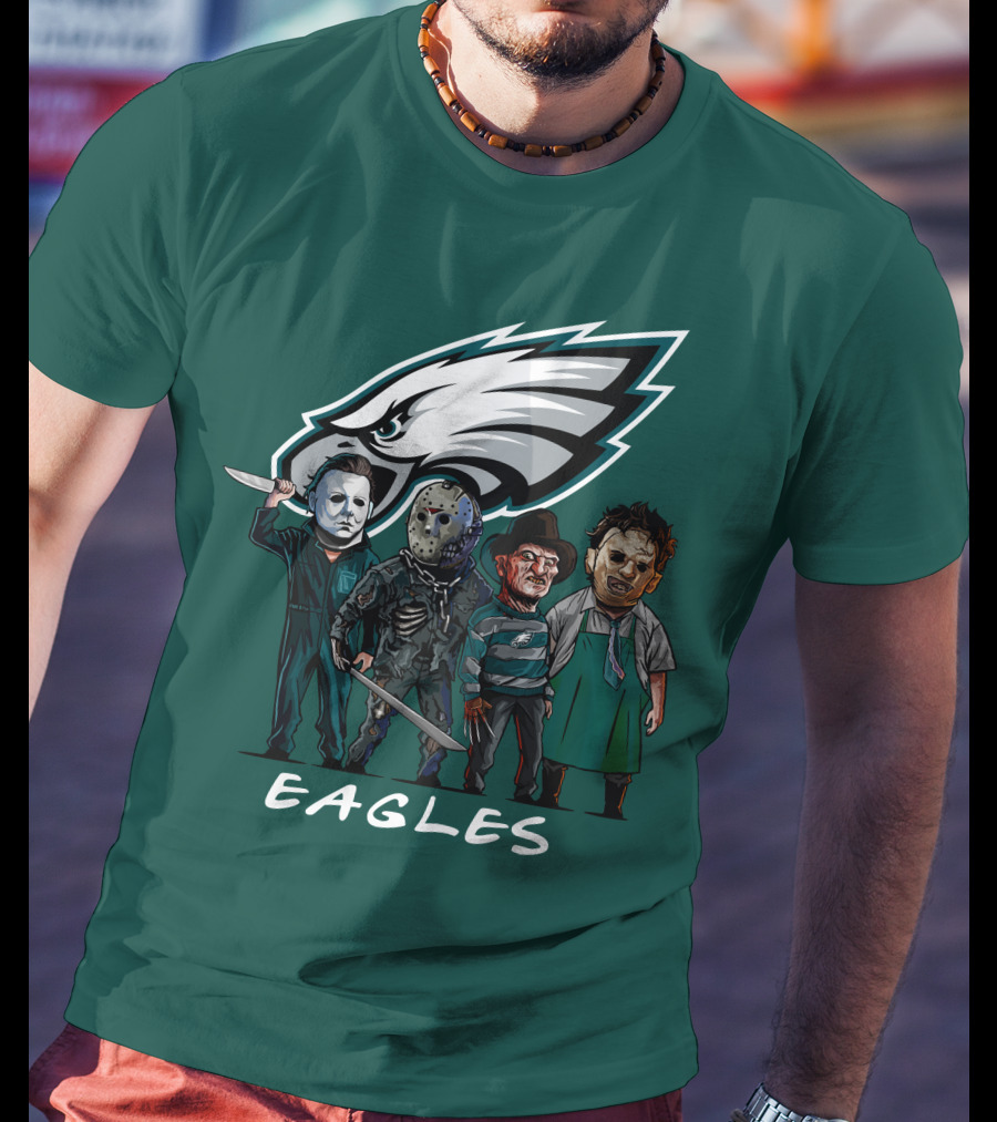 Philadelphia Eagles Halloween The Slasher Squad Horror Team Characters T-Shirt