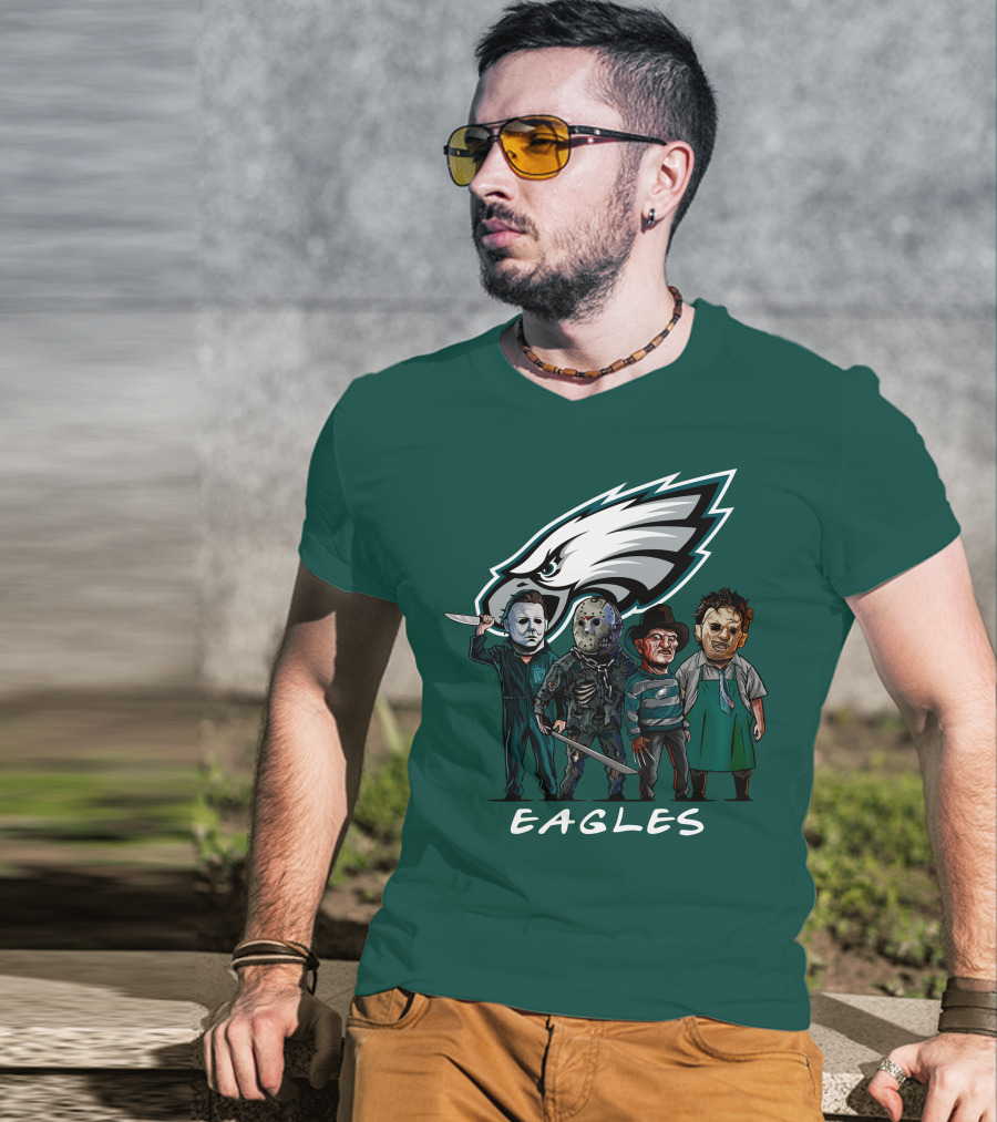 Philadelphia Eagles Halloween The Slasher Squad Horror Team Characters T-Shirt