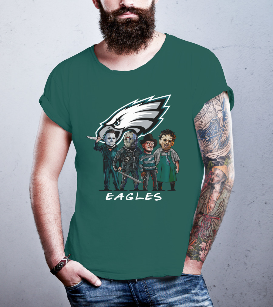 Philadelphia Eagles Halloween The Slasher Squad Horror Team Characters T-Shirt