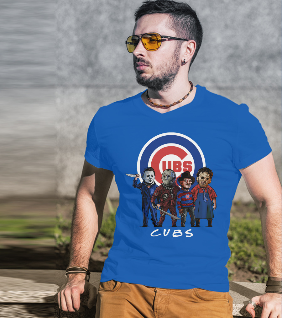 Chicago Cubs Halloween Slasher Squad Featuring Iconic Horror Characters T-Shirt