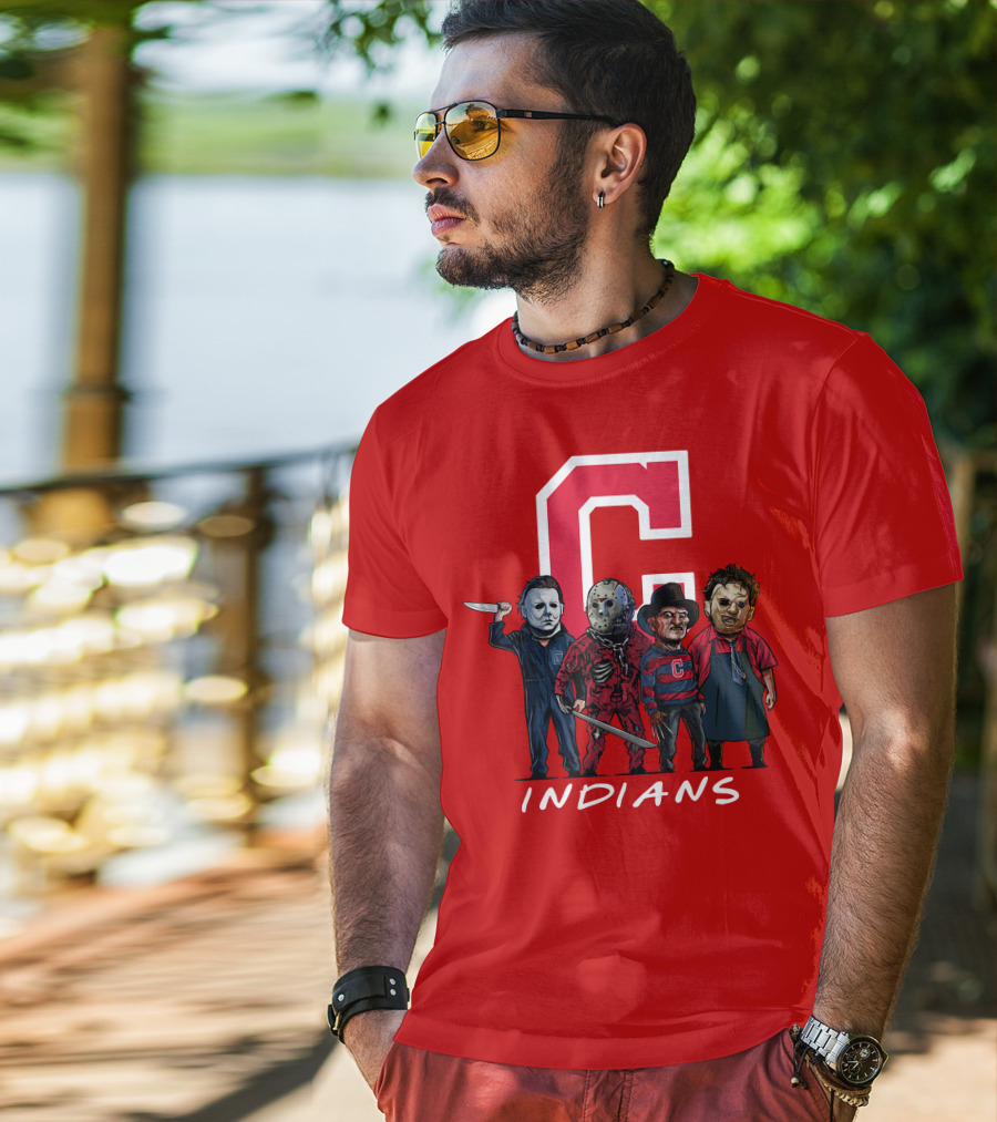Cleveland Indians Halloween Horror Icons Slashers Crossover T-Shirt