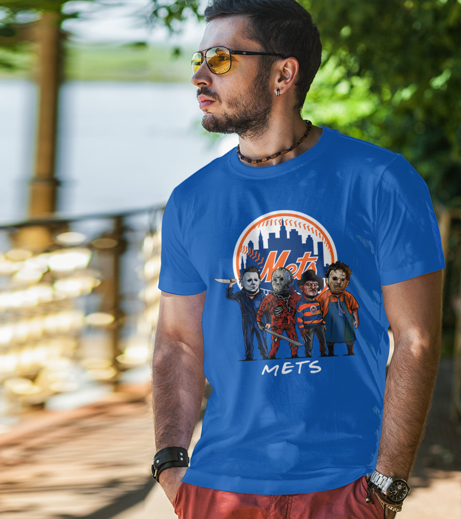New York Mets Halloween The Slasher Squad Mets Team Characters T-Shirt
