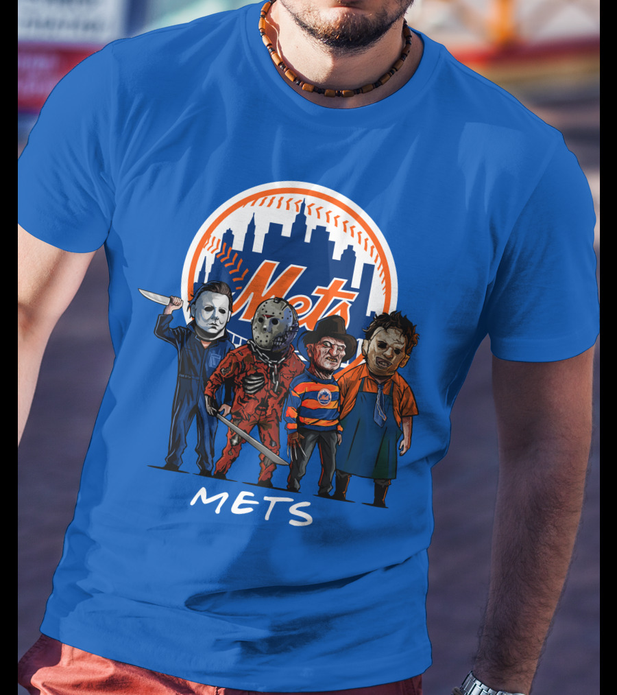 New York Mets Halloween The Slasher Squad Mets Team Characters T-Shirt