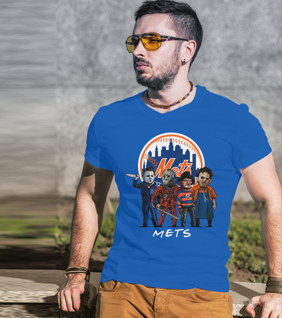 New York Mets Halloween The Slasher Squad Mets Team Characters T-Shirt