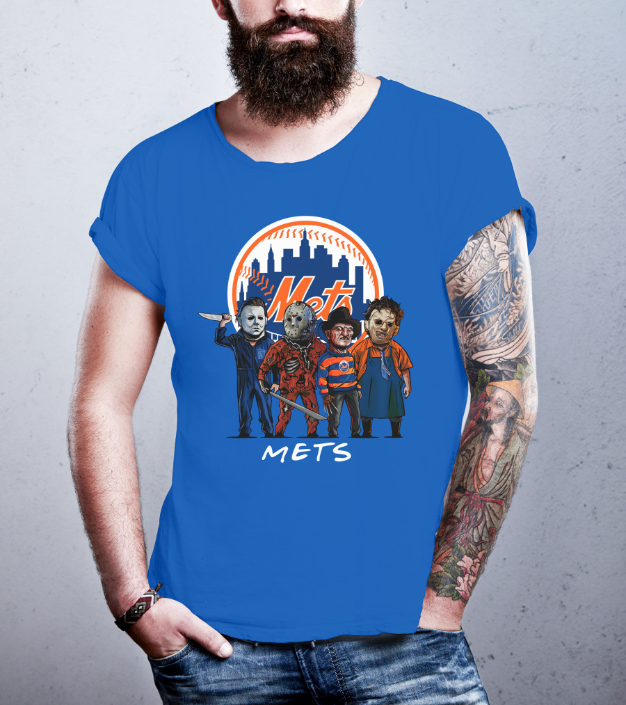 New York Mets Halloween The Slasher Squad Mets Team Characters T-Shirt
