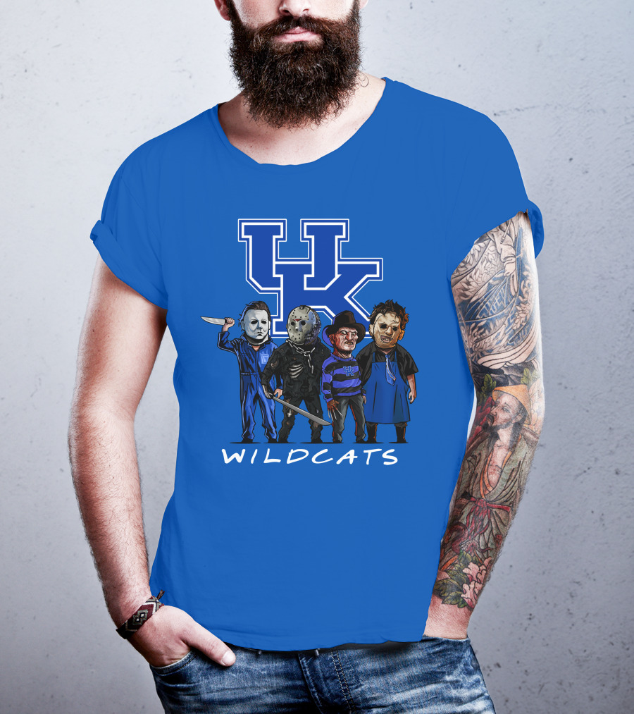 Kentucky Wildcats Halloween Horror Characters Team Up With Iconic Slashers T-Shirt