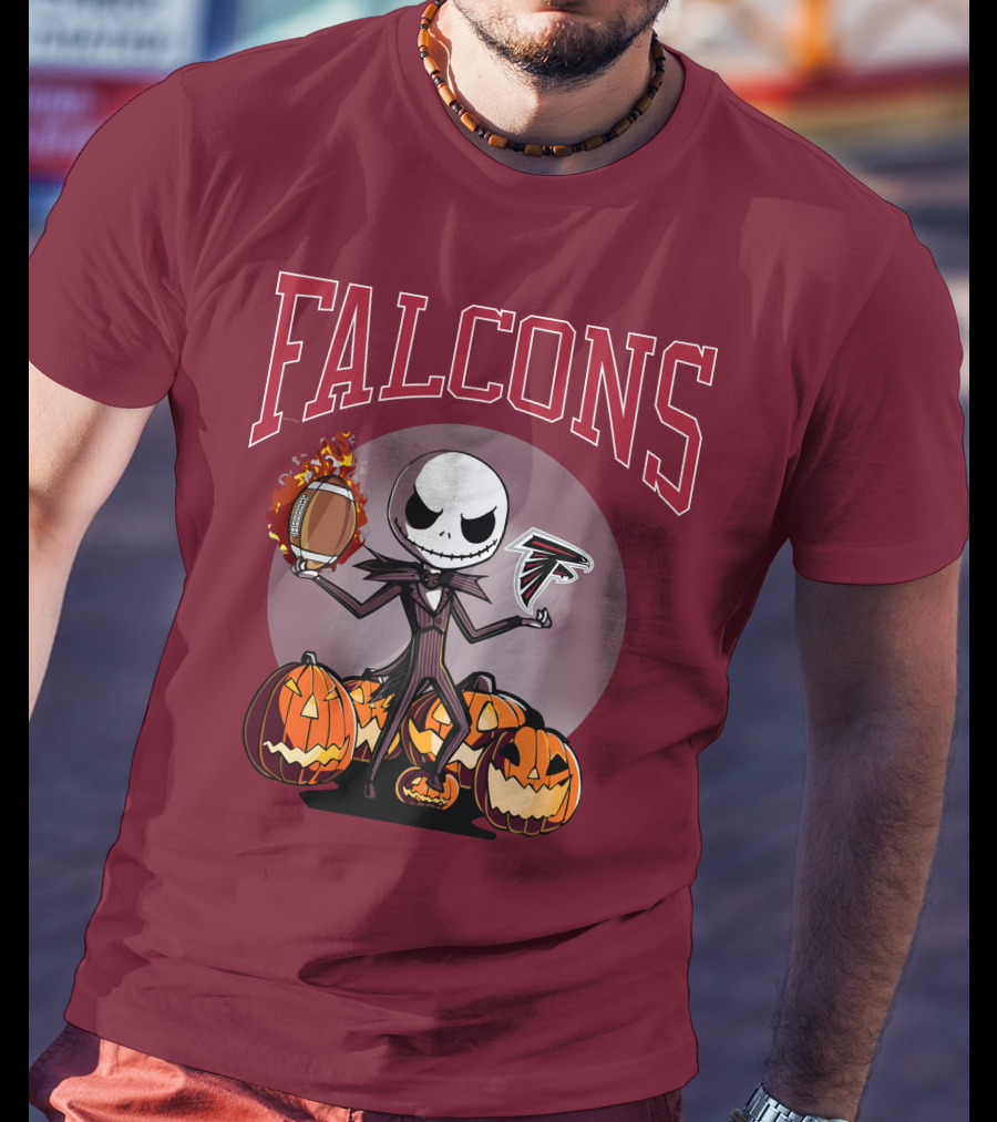 Falcons Halloween Jack Skellington Atlanta Football Pumpkin T-Shirt