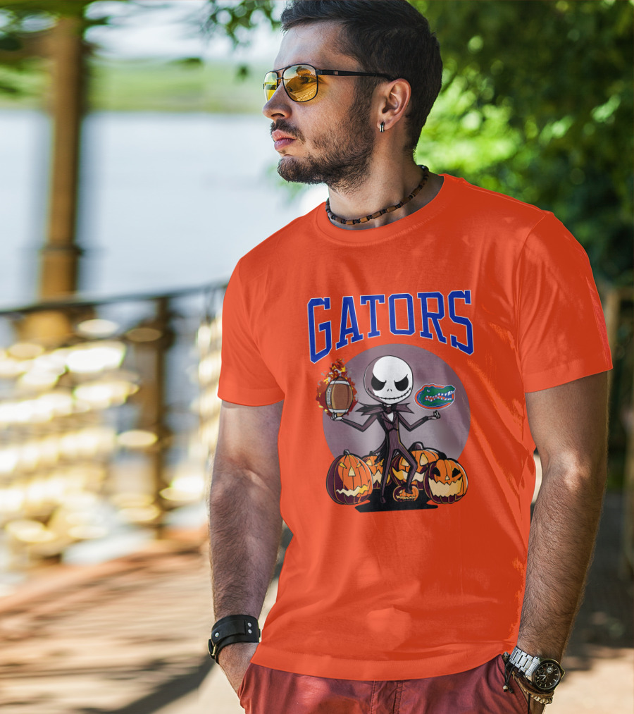 Gators Jack Skellington Florida Halloween Football Pumpkins T-Shirt