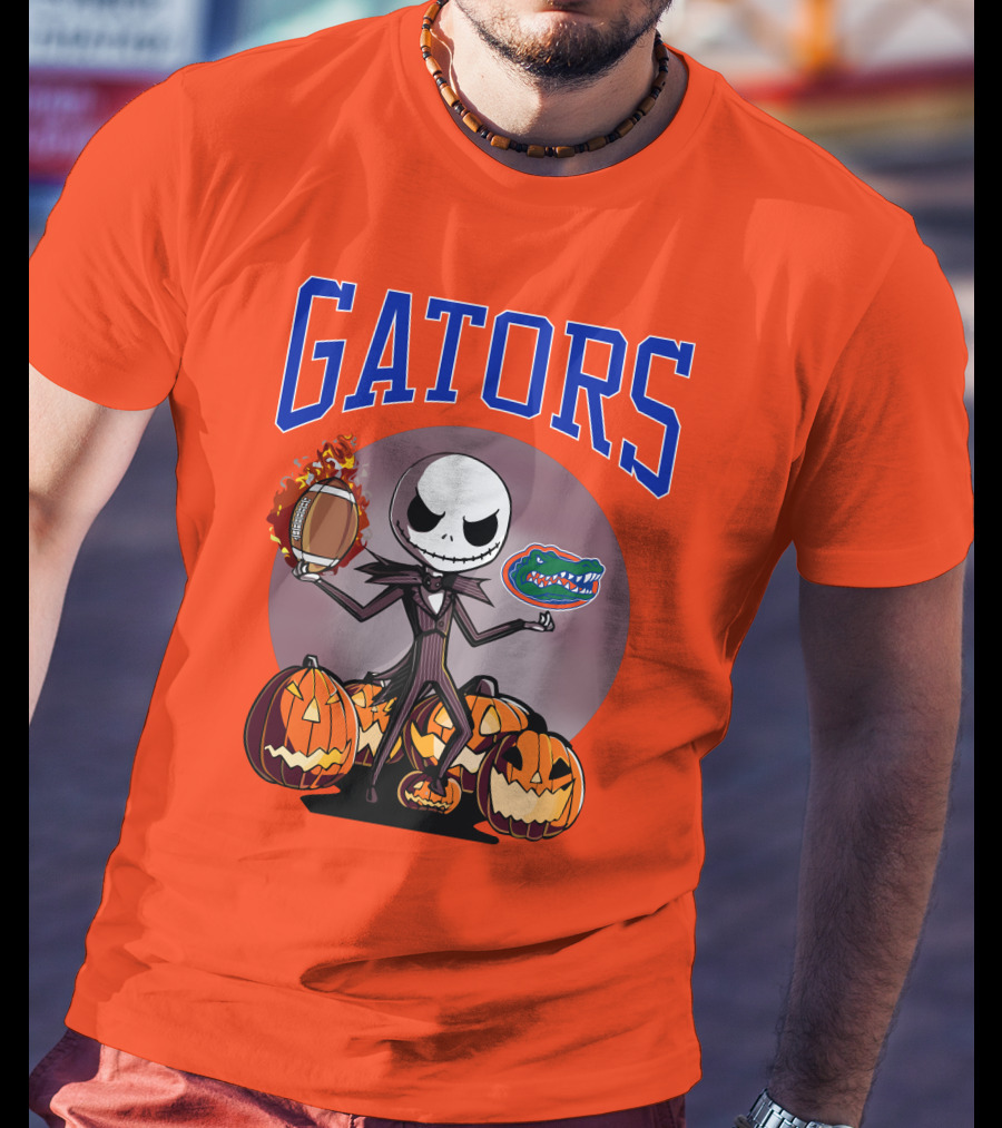 Gators Jack Skellington Florida Halloween Football Pumpkins T-Shirt