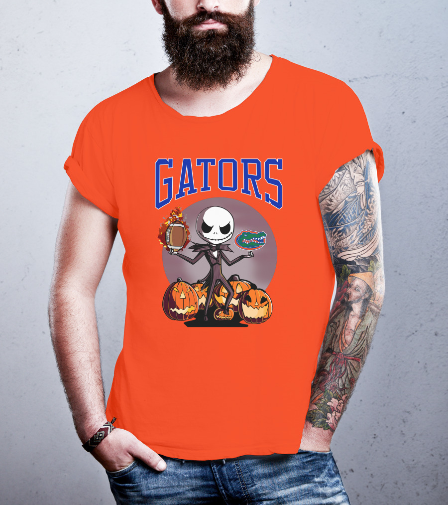 Gators Jack Skellington Florida Halloween Football Pumpkins T-Shirt