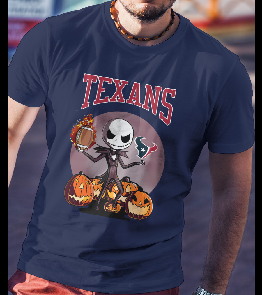Texans Halloween Jack Skellington Football Pumpkins T-Shirt