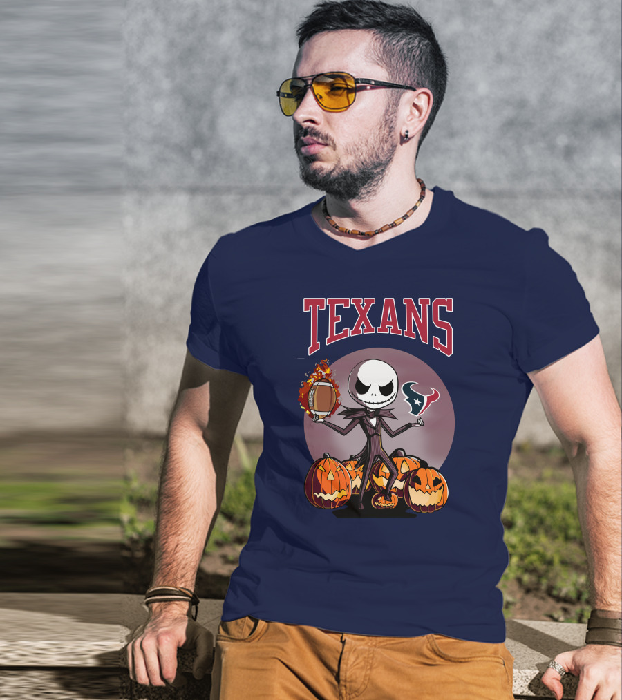 Texans Halloween Jack Skellington Football Pumpkins T-Shirt