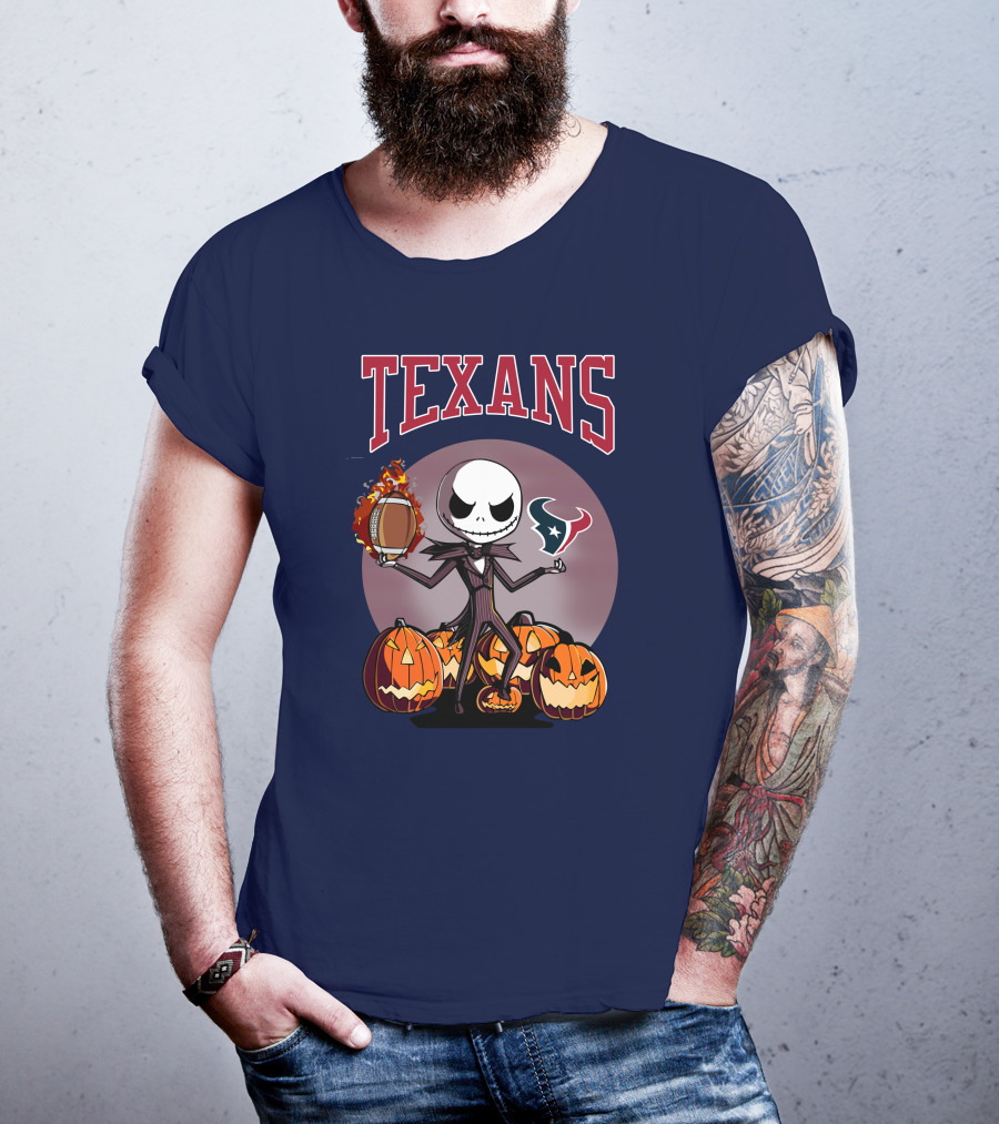 Texans Halloween Jack Skellington Football Pumpkins T-Shirt