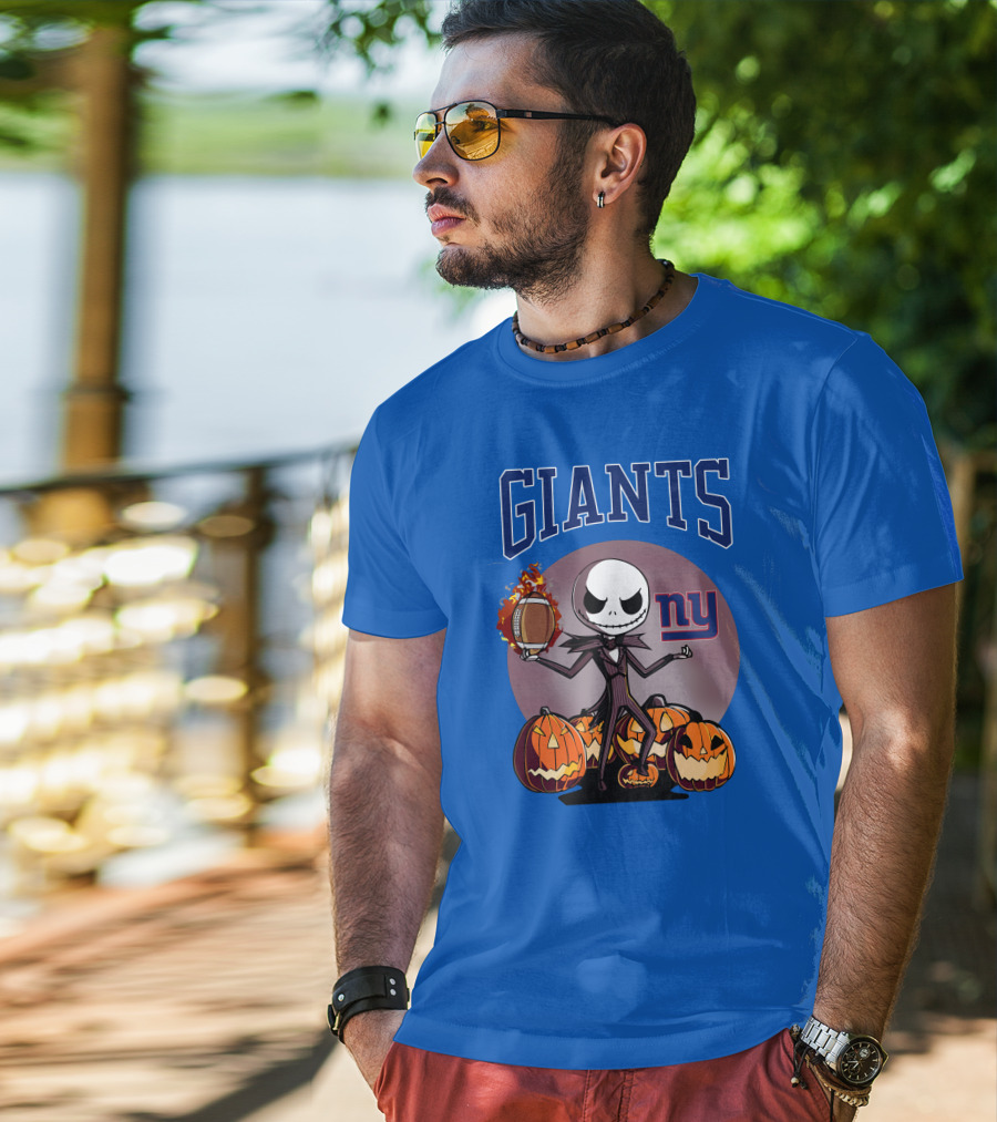 Giants NY Jack Skellington Pumpkin Halloween T-Shirt