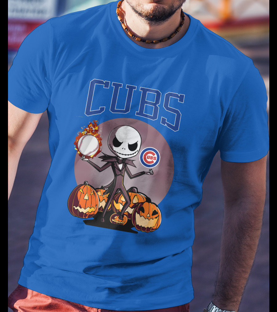 Cubs Jack Skellington Halloween Baseball Pumpkin T-Shirt