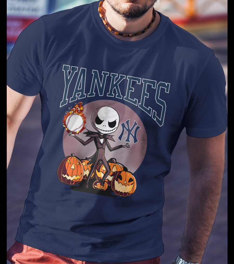Yankees Jack Skellington Halloween Baseball Pumpkins T-Shirt
