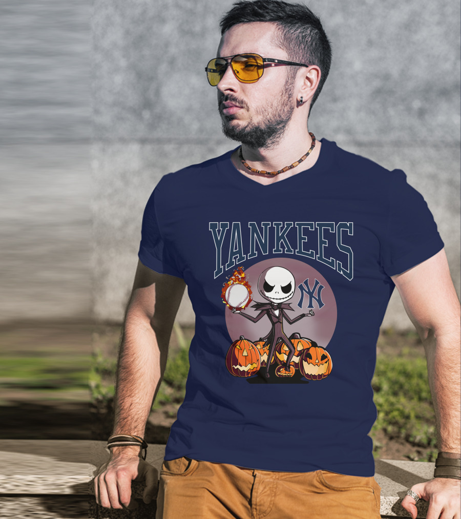 Yankees Jack Skellington Halloween Baseball Pumpkins T-Shirt