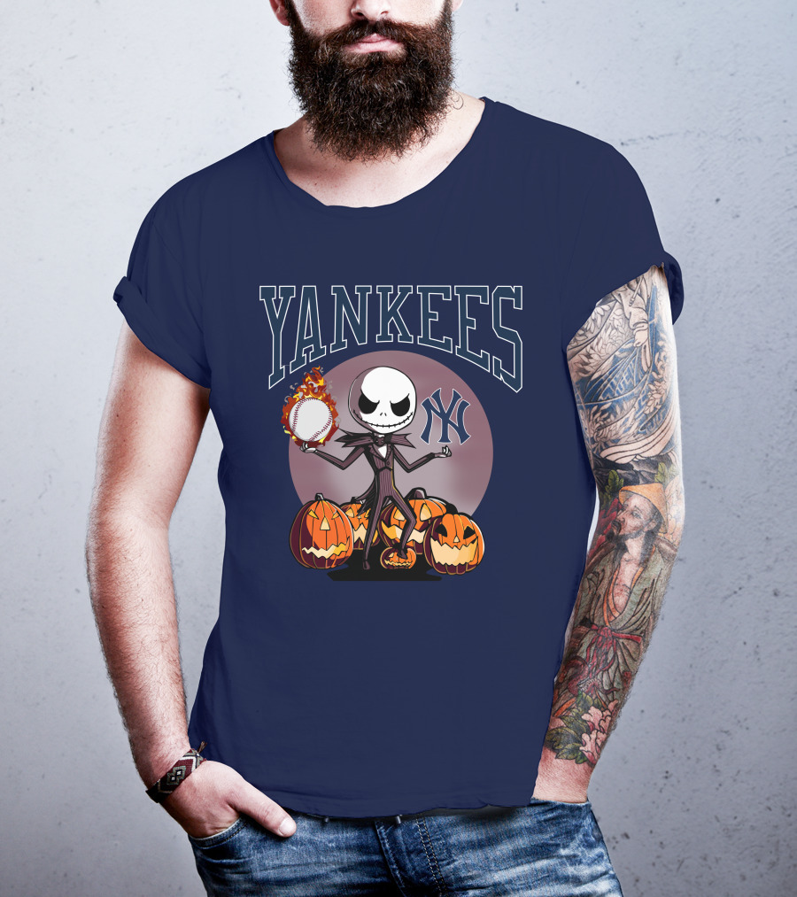 Yankees Jack Skellington Halloween Baseball Pumpkins T-Shirt
