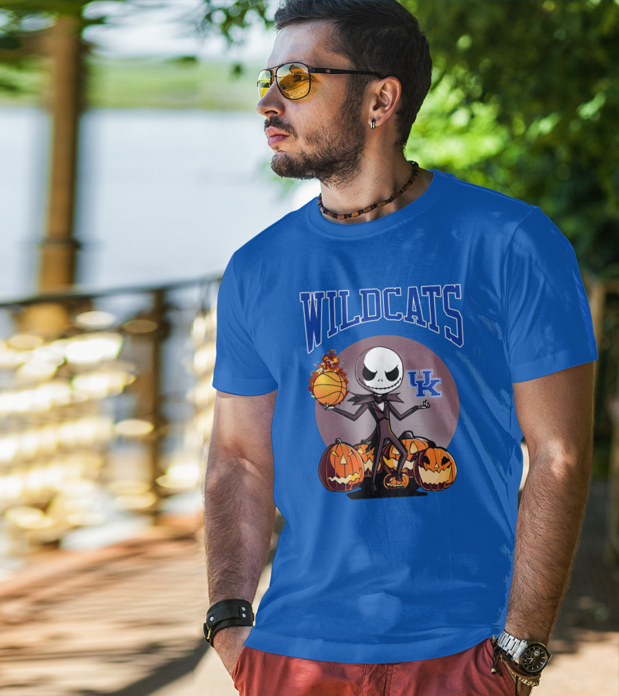 Wildcats UK Jack Skellington Halloween Basketball Pumpkins T-Shirt