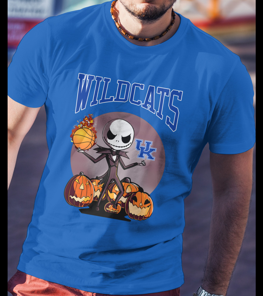 Wildcats UK Jack Skellington Halloween Basketball Pumpkins T-Shirt