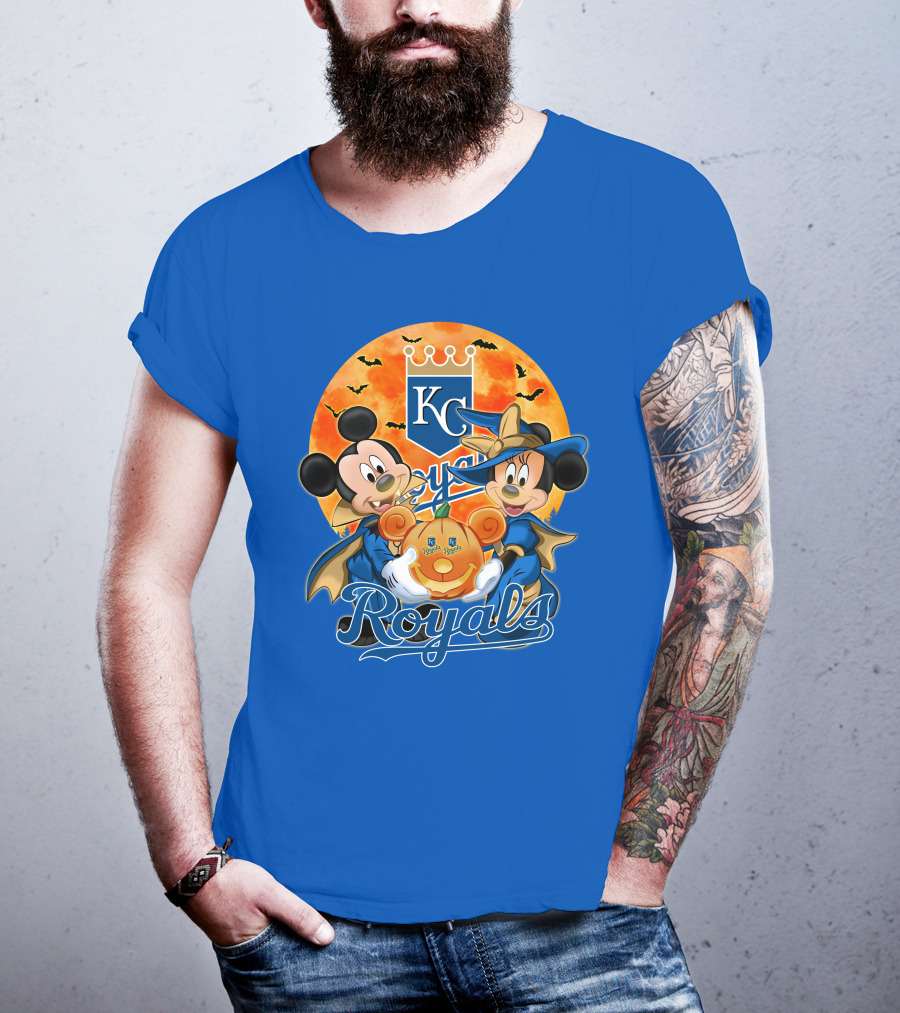 Kansas City Royals Mickey Mouse And Minnie Mouse Halloween Pumpkin Magic T-Shirt