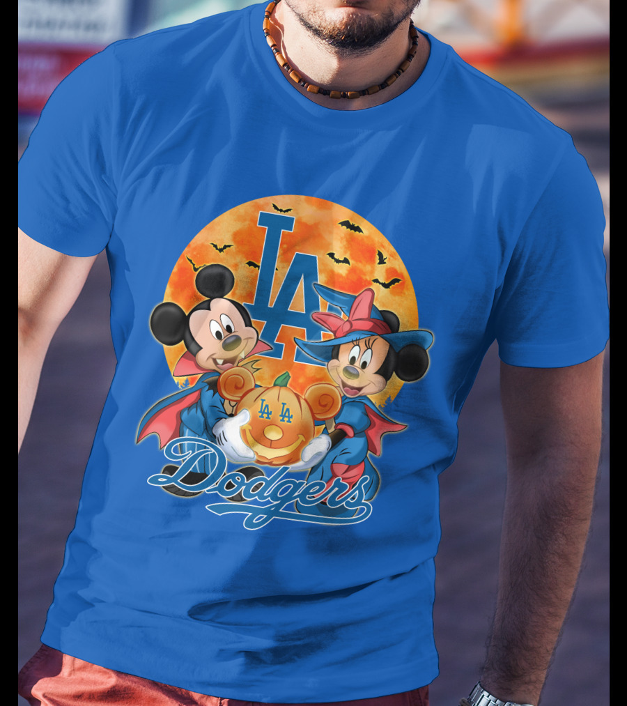LA Dodgers Mickey Mouse Minnie Mouse Halloween Pumpkin Magic T-Shirt