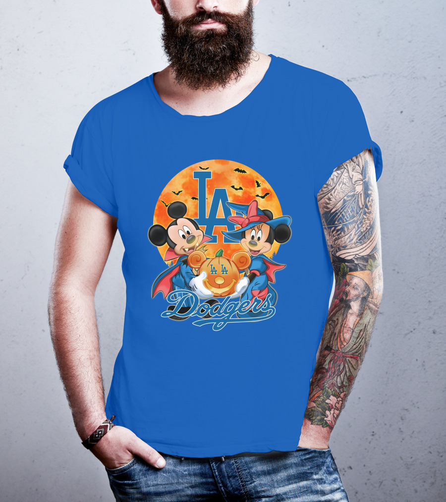 LA Dodgers Mickey Mouse Minnie Mouse Halloween Pumpkin Magic T-Shirt