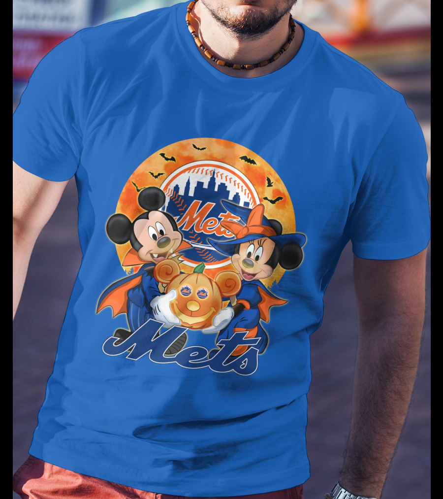 Mickey Minnie Mets Halloween Pumpkin Baseball Bats T-Shirt