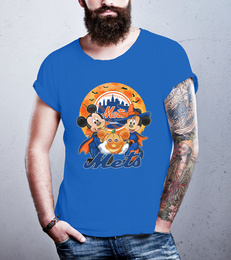 Mickey Minnie Mets Halloween Pumpkin Baseball Bats T-Shirt