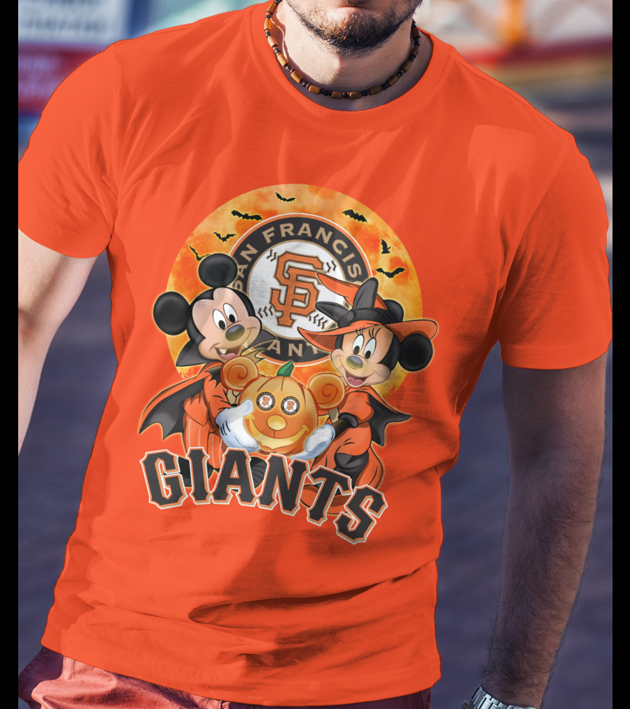 San Francisco Giants Halloween Mickey Mouse Minnie Mouse Pumpkin T-Shirt