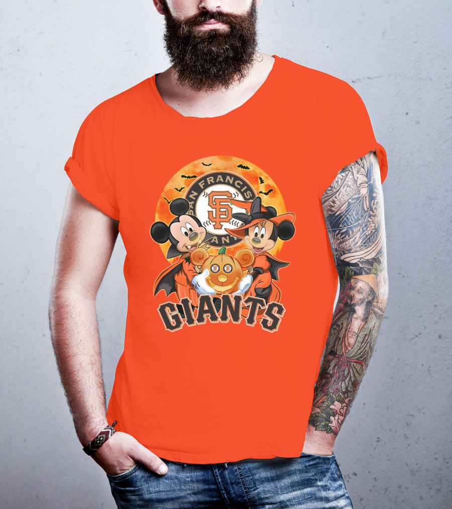 San Francisco Giants Halloween Mickey Mouse Minnie Mouse Pumpkin T-Shirt