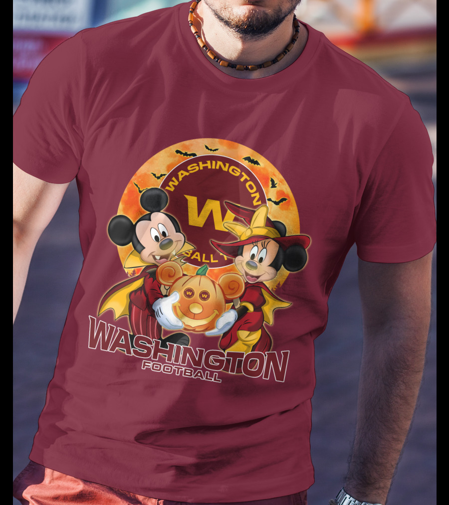 Washington Football Mickey Mouse Minnie Mouse Halloween T-Shirt