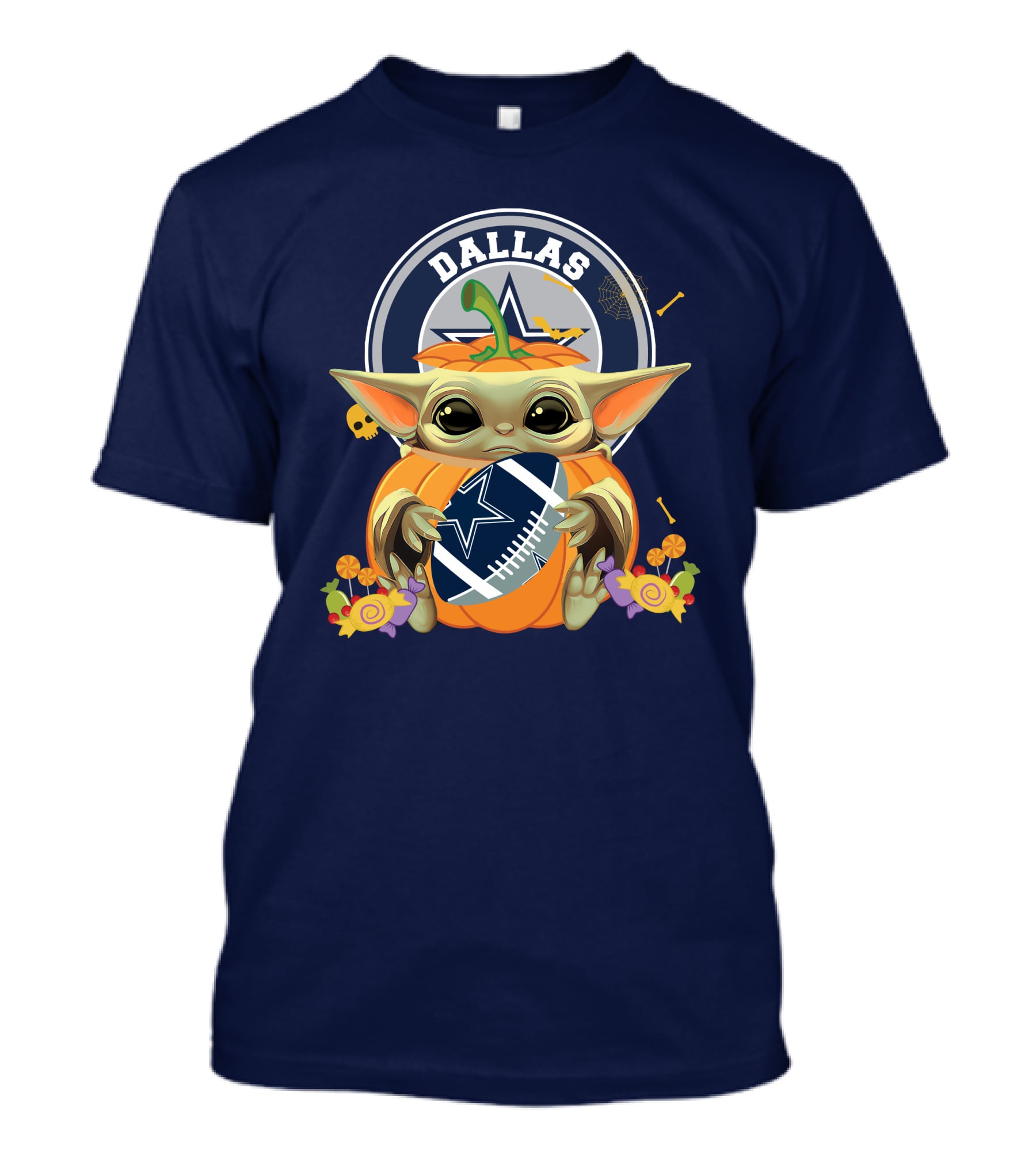 Halloween Pumpkin Baby Yoda Hug Dallas Cowboys Football T-Shirt