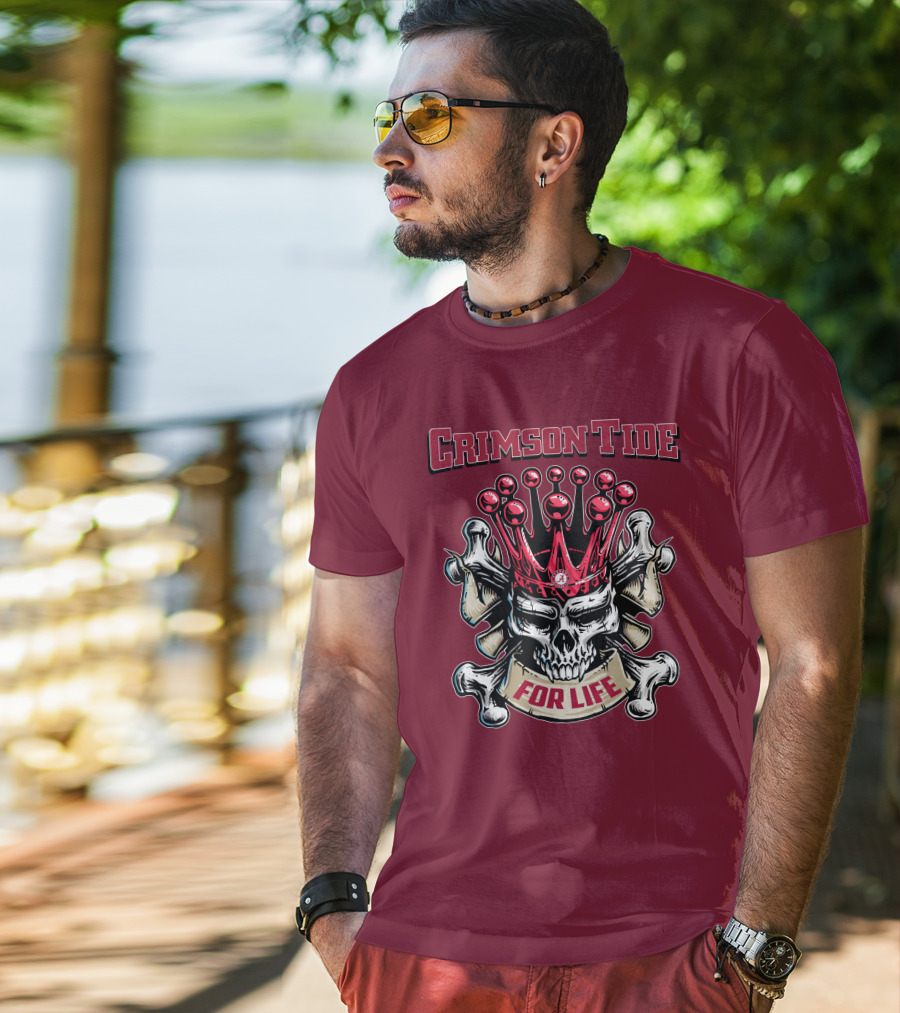 Crimson Tide Skull King For Life T-Shirt