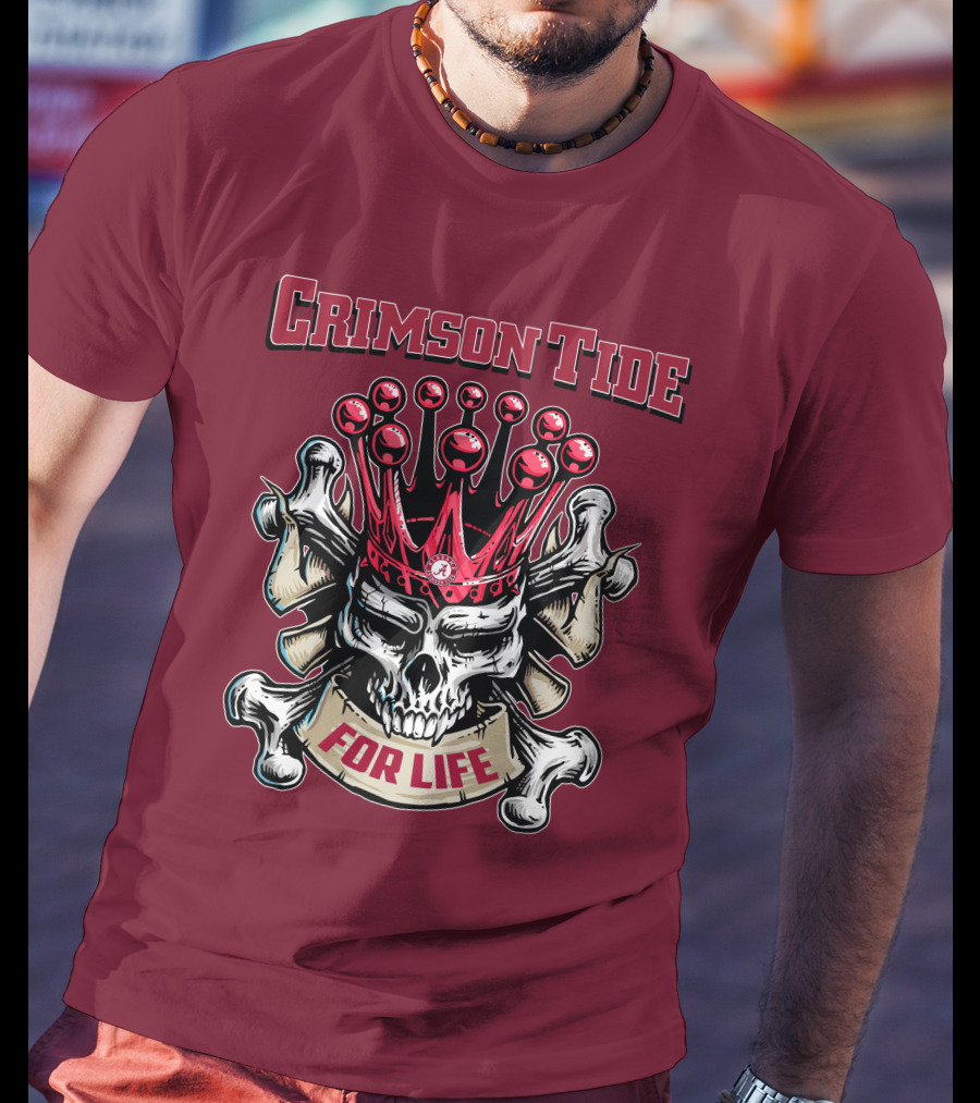Crimson Tide Skull King For Life T-Shirt