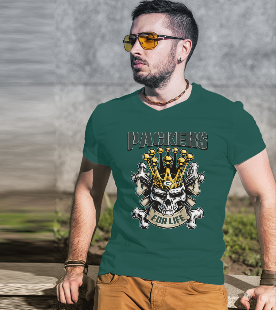 Packers Skull King Crown For Life T-Shirt