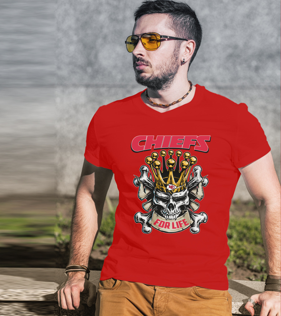 Chiefs Skull King Crown For Life T-Shirt