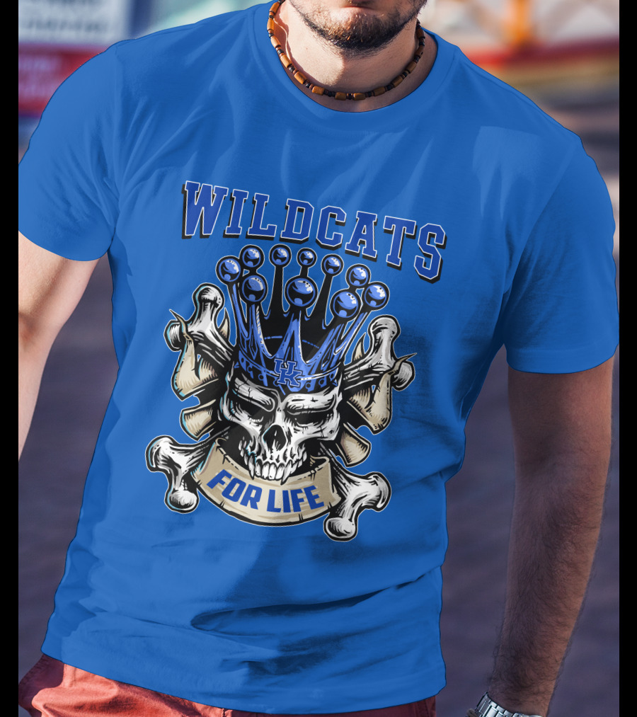 Wildcats For Life Skull King Kentucky Wildcats T-Shirt