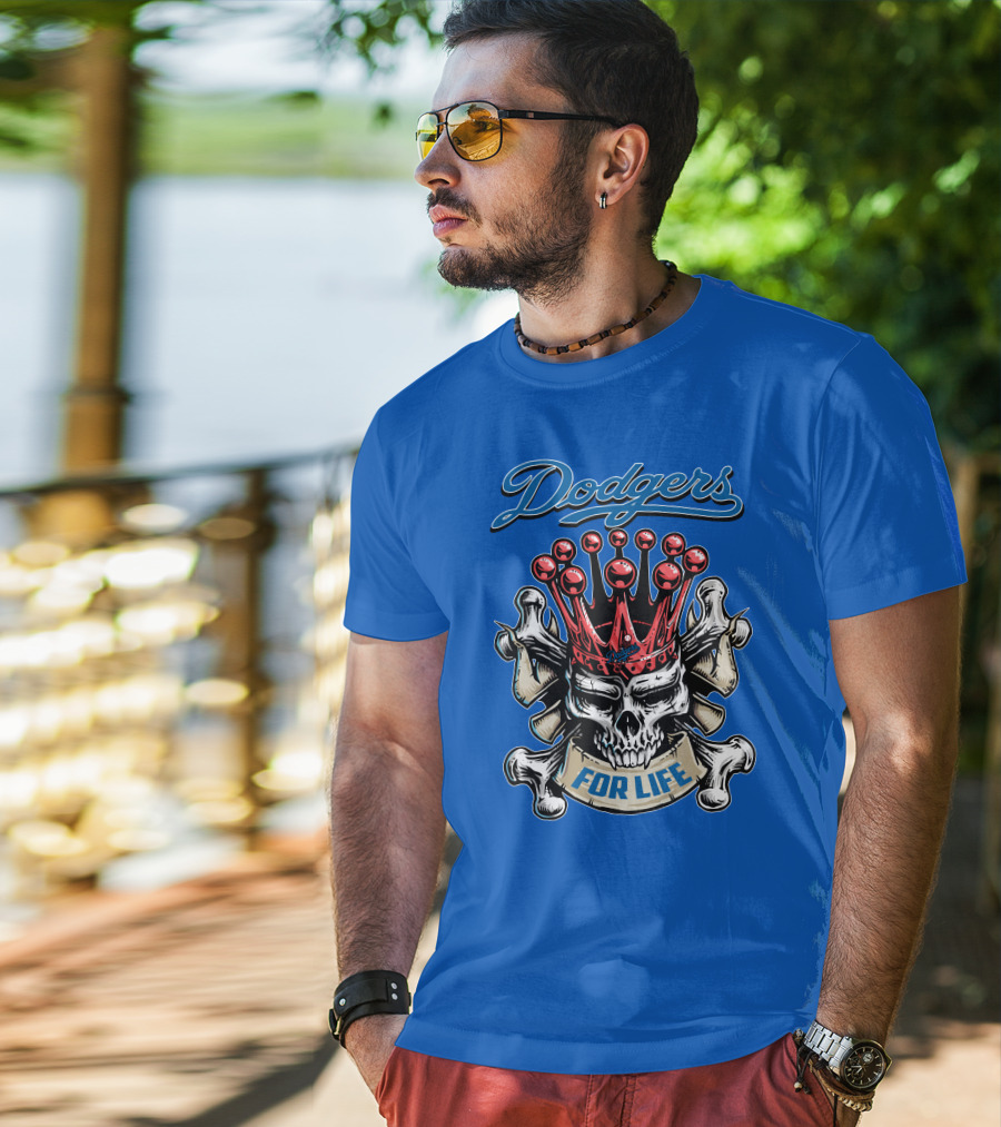 Dodgers Crowned Skull For Life T-Shirt