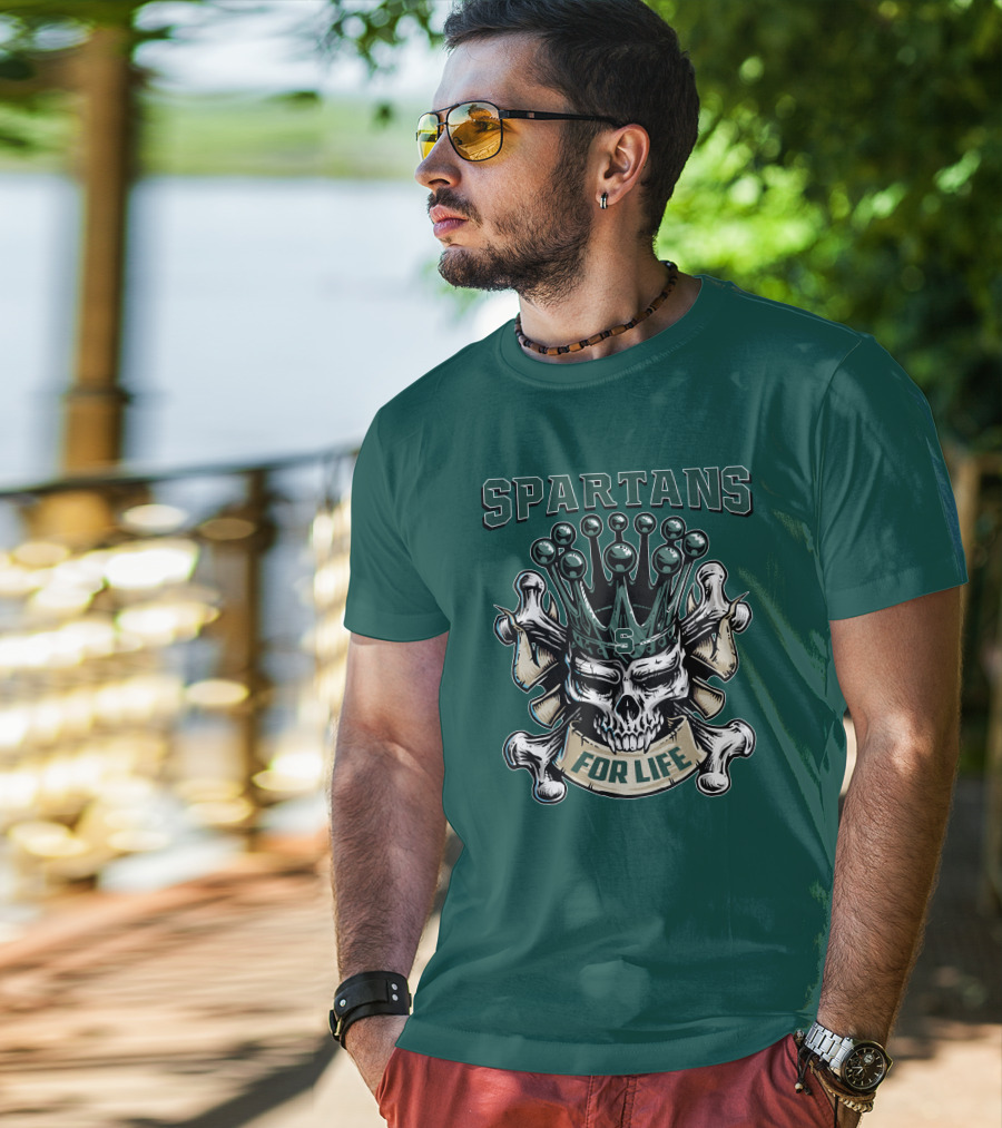 Spartans Skull King Michigan State For Life T-Shirt