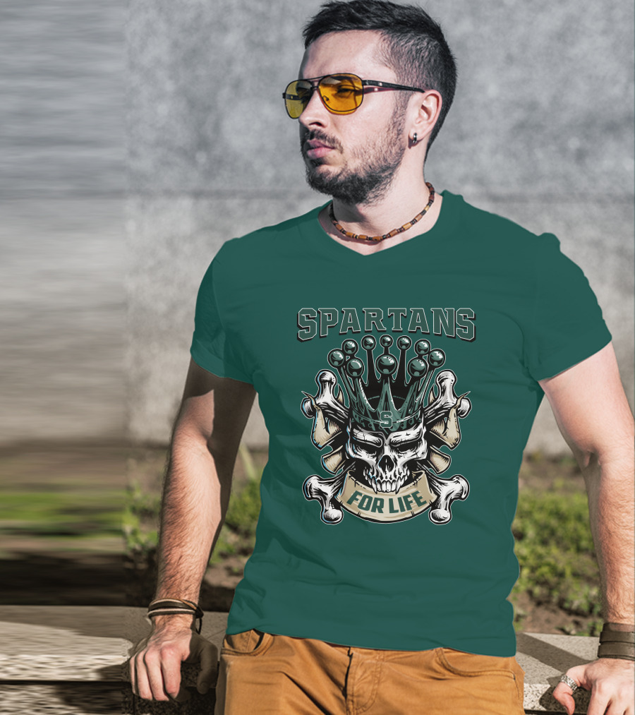 Spartans Skull King Michigan State For Life T-Shirt