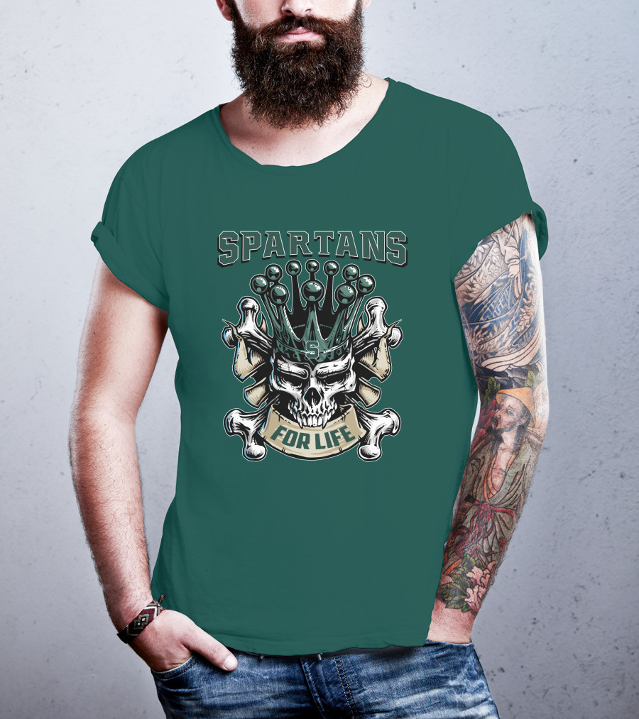 Spartans Skull King Michigan State For Life T-Shirt