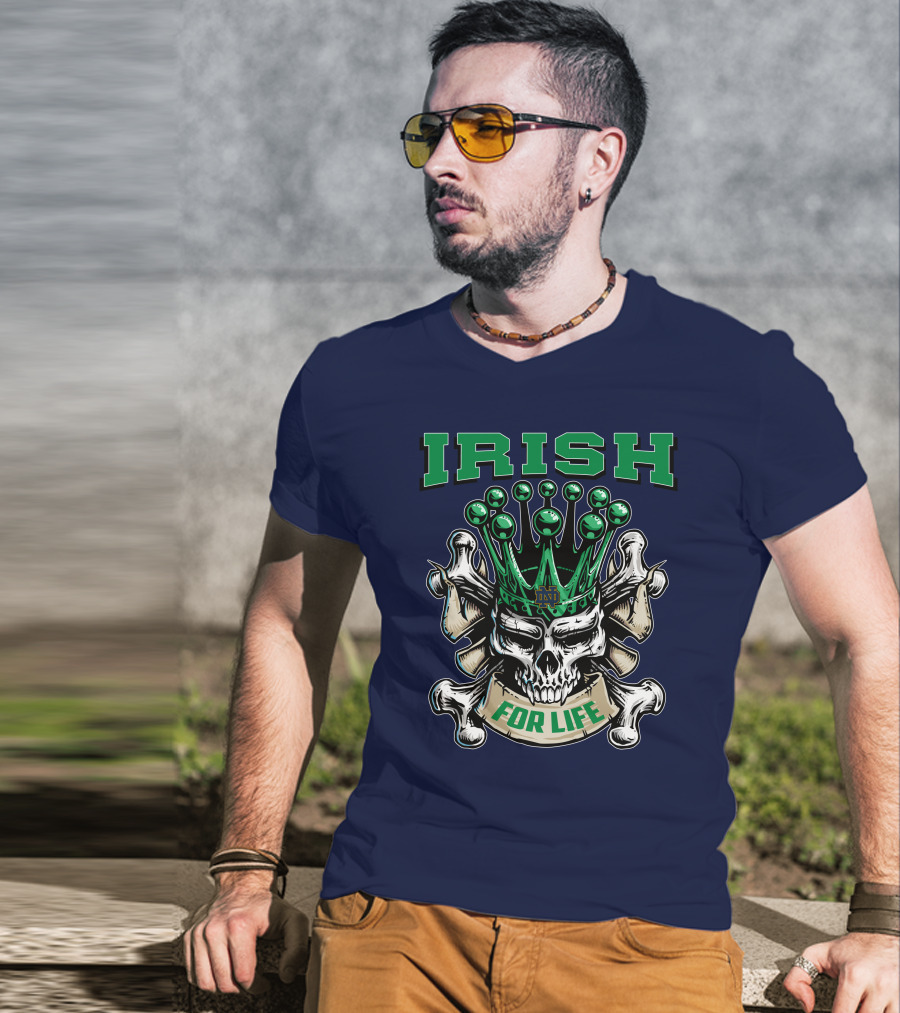 Irish Skull King Notre Dame For Life T-Shirt