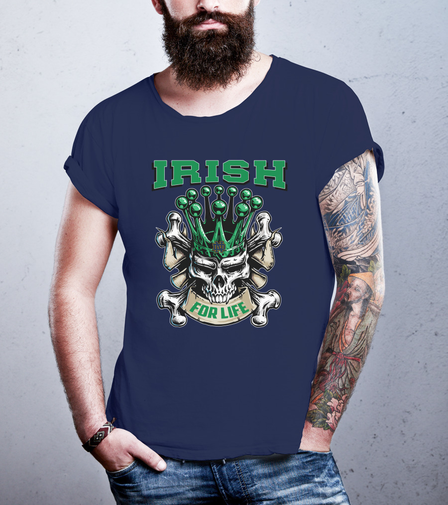 Irish Skull King Notre Dame For Life T-Shirt