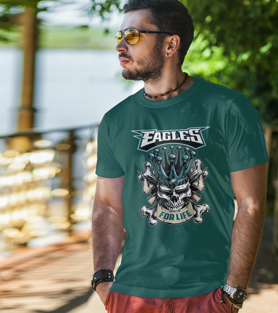 Eagles Skull King For Life Philadelphia Fan Dominion T-Shirt