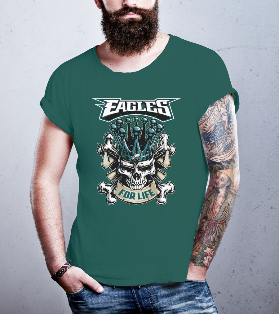 Eagles Skull King For Life Philadelphia Fan Dominion T-Shirt