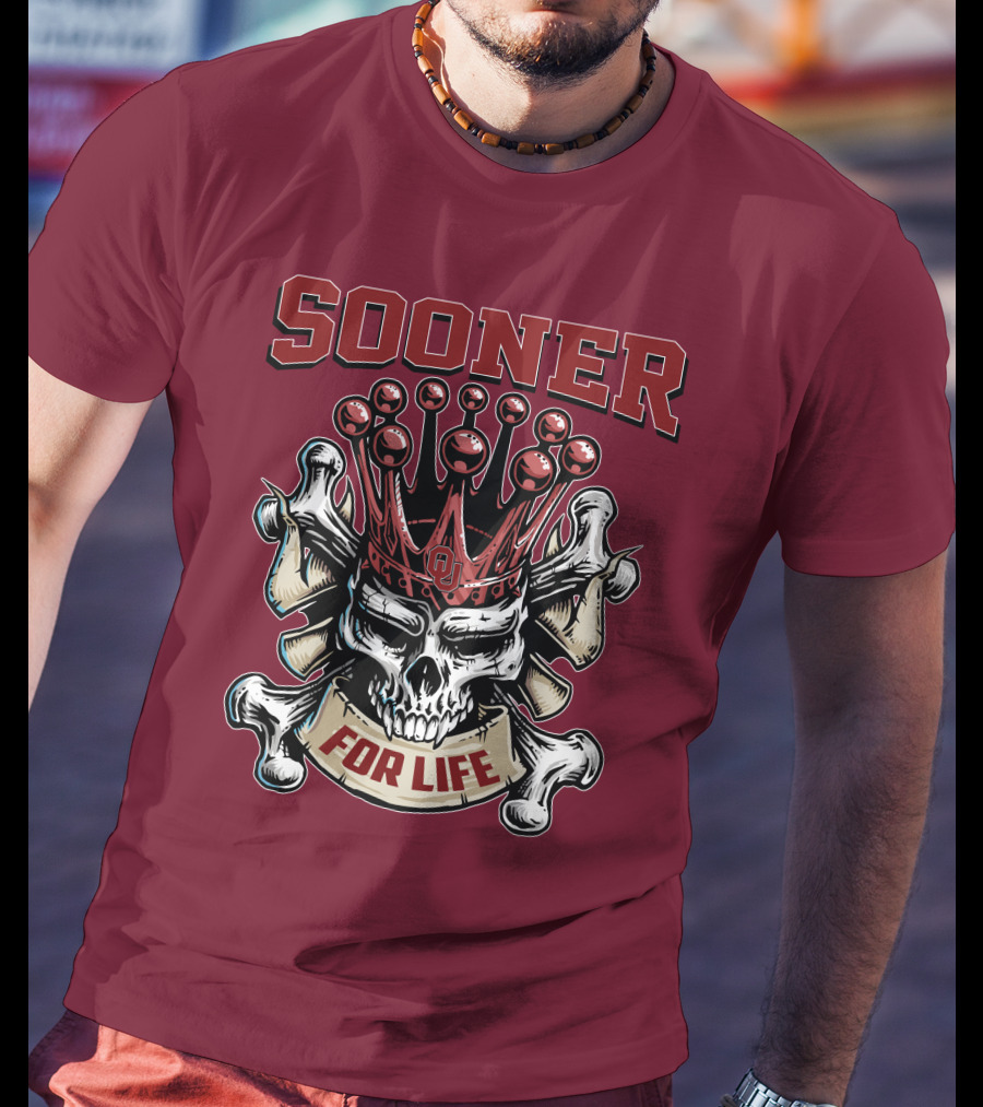 Sooner Skull King Ou Crown For Life T-Shirt