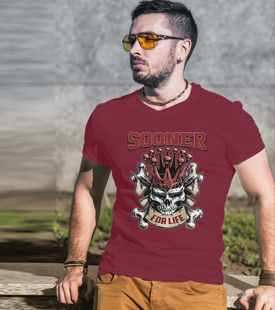 Sooner Skull King Ou Crown For Life T-Shirt